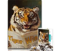 Puzzle 1000 pièces pour Adultes et Adolescents Tigre lisant Un Journal Jouets éducatifs et éducatifs pour la Famille pour renforcer l'amour Entre Les Couples 26x38cm