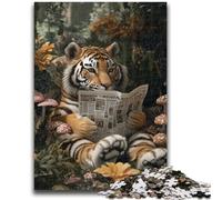 Puzzle 1000 pièces pour Adultes et Adolescents Tigre lisant Un Livre pour Les 14 Ans et Plus Jeu Impossible Cadeau d'anniversaire de Noël 26x38cm