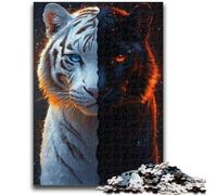 Puzzle 1000 pièces pour Adultes et Adolescents Tigre Noir et Blanc Design Vibrant et Unique Expérience de Puzzle relaxante et stimulante 50x75cm