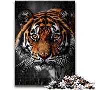 Puzzle 1000 pièces pour Adultes et Adolescents, Tigre Noir et Blanc, Jouet éducatif Anti-Stress, Interaction Parent-Enfant, pour Les Enfants de 14 Ans et Plus, 50x75cm