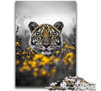 Puzzle 1000 pièces pour Adultes et Adolescents Tigre Noir et Blanc Un défi à relever, mais Amusant et Humoristique Cadeau d'anniversaire, Cadeaux, décoration Murale 26x38cm