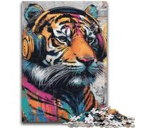 Puzzle 1000 pièces pour Adultes et Adolescents, Tigre Portant Un Casque, Jeux éducatifs, Jouets à Faire soi-même, Superbes Cadeaux et Jouets 50x75cm