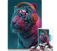 Puzzle 1000 pièces pour Adultes et Adolescents, Tigre Portant Un Casque, Jouets éducatifs, Anti-Stress, Superbes Cadeaux et Jouets 38x26cm