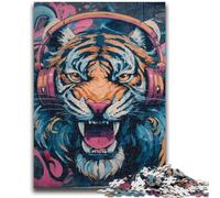 Puzzle 1000 pièces pour Adultes et Adolescents Tigre Portant Un Casque Puzzle 1000 pièces, Relax Games est Un pour Toute la Famille 50x75cm
