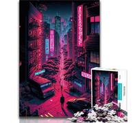 Puzzle 1000 pièces pour Adultes et Adolescents Tokyo Neon Japanese Puzzle 1000 pièces Staycation Kill Time avec pièces entièrement emboîtables de Formes aléatoires 38x26cm