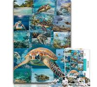 Puzzle 1000 pièces pour Adultes et Adolescents Tortue dans l'océan, Jouets éducatifs et éducatifs pour la Famille, pour renforcer l'amour Entre Couples (75x50cm)