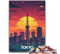 Puzzle 1000 pièces pour Adultes et Adolescents, Tour du Coucher du Soleil de Tokyo, Jeu éducatif, Jouet, décoration Murale, Cadeaux d'anniversaire et de Noël Uniques (Taille 38x52cm)