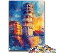 Puzzle 1000 pièces pour Adultes et Adolescents Tour penchée de Pise au Coucher du Soleil pour Les 14 Ans et Plus Jeux de Famille Jeu de Noël Cadeaux pour Femmes 50x75cm