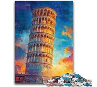 Puzzle 1000 pièces pour Adultes et Adolescents Tour penchée de Pise au Coucher du Soleil Soulagement du Stress Défi Difficile Améliorer l'amour Entre Les Couples 26x38cm