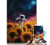 Puzzle 1000 pièces pour Adultes et Adolescents Tournesol Astronaute, Jeux éducatifs, décoration de la Maison, Jeu éducatif pour Anniversaire, Noël (75x50cm)