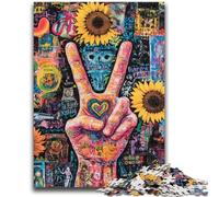 Puzzle 1000 pièces pour Adultes et Adolescents Tournesol Bonjour Geste Soulagement du Stress Défi Difficile Idéal comme Cadeau pour Toute la Famille 26x38cm