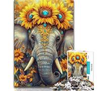 Puzzle 1000 pièces pour Adultes et Adolescents Tournesol Éléphant, Aide Le Cerveau à exercer des Jouets addictifs pour cultiver la Patience Décoration Parfaite 38x26cm