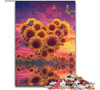 Puzzle 1000 pièces pour Adultes et Adolescents Tournesol en Forme de cœur Jouets de Divertissement Familial Jeu éducatif pour Anniversaire, Noël pour Les 14 Ans et Plus 50x75cm