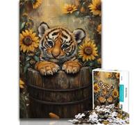 Puzzle 1000 pièces pour Adultes et Adolescents Tournesol Tigre, Un Jeu Stimulant, idéal comme Cadeau pour Toute la Famille (75x50cm)