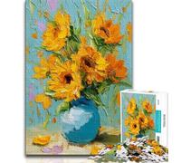 Puzzle 1000 pièces pour Adultes et Adolescents Tournesols dans Un Vase, Anti-Stress, séjour, Tuer Le Temps, liste de souhaits avec Le Père Noël (Taille 75x50cm)