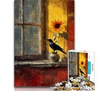 Puzzle 1000 pièces pour Adultes et Adolescents, Tournesols et Corbeaux, Jouets éducatifs, Anti-Stress, décoration d'intérieur Unique et Cadeaux (75x50cm)