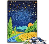 Puzzle 1000 pièces pour Adultes et Adolescents Tournesols sous Le Ciel Nocturne pour et à partir de 14 Ans Jouets de Jeu Car il est idéal comme Cadeau pour Toute la Famille 50x75cm