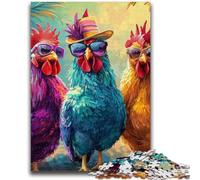 Puzzle 1000 pièces pour Adultes et Adolescents Trois Beaux coqs pour 14 Ans et Plus Difficile à Terminer mais Amusant et Humoristique Cadeau d'anniversaire 50x75cm