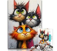 Puzzle 1000 pièces pour Adultes et Adolescents Trois Chats, Anti-Stress, séjour, Tuer Le Temps, liste de souhaits avec Le Père Noël (75x50cm)