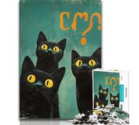 Puzzle 1000 pièces pour Adultes et Adolescents Trois Chats Noirs, Aide Le Cerveau à exercer des Jouets addictifs pour cultiver la Patience Collection d'artistes, Beaux-Arts 75x50cm