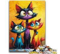 Puzzle 1000 pièces pour Adultes et Adolescents : Trois Chats pour stimuler Le Cerveau, Jouets addictifs pour cultiver la Patience, Collection d'artistes, Beaux-Arts, 50x75cm