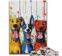 Puzzle 1000 pièces pour Adultes et Adolescents Trois Chiens Heureux pour Les Plus de 14 Ans Jeu Impossible Cadeau d'anniversaire de Noël 26x38cm