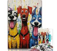 Puzzle 1000 pièces pour Adultes et Adolescents Trois Chiens Heureux, Un Jeu Stimulant, idéal comme Cadeau pour Toute la Famille (38x26cm)