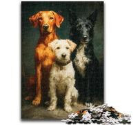 Puzzle 1000 pièces pour Adultes et Adolescents Trois Chiens Un Jeu éducatif Difficile à réaliser, mais Amusant et Humoristique pour Un Anniversaire 26x38cm