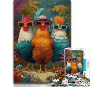 Puzzle 1000 pièces pour Adultes et Adolescents Trois coqs, Anti-Stress, séjour, Tuer Le Temps, liste de souhaits avec Le Père Noël (38x26cm)