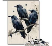 Puzzle 1000 pièces pour Adultes et Adolescents Trois Corbeaux Noirs, à partir de 14 Ans Convient aux Couples, activités Amusantes à la Maison, Cadeau d'anniversaire, Cadeau de Voyage (Taille 26x38cm)