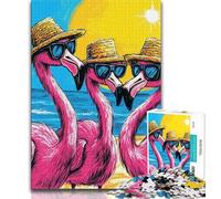 Puzzle 1000 pièces pour Adultes et Adolescents Trois Flamants Roses, Jouets éducatifs et éducatifs pour la Famille, pour renforcer l'amour Entre Couples, 75x50cm