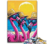 Puzzle 1000 pièces pour Adultes et Adolescents Trois Flamants Roses pour Les 14 Ans et Plus Difficile à réaliser, mais Amusant et Humoristique Superbes Cadeaux et Jouets 50x75cm