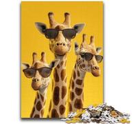 Puzzle 1000 pièces pour Adultes et Adolescents Trois girafes Portant des Lunettes Un Jeu éducatif Difficile à réaliser, mais Amusant et Humoristique pour Un Anniversaire 50x75cm