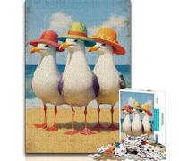 Puzzle 1000 pièces pour Adultes et Adolescents Trois mouettes, Anti-Stress, Vacances à la Maison, Jouets de décoration pour la Maison (75x50cm)
