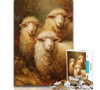 Puzzle 1000 pièces pour Adultes et Adolescents Trois Moutons,Jouets de Divertissement Familial,Chaque pièce est Unique - Jeu Familial Stimulant et Amusant adapté aux Enfants de 14 Ans et Plus 38x26cm