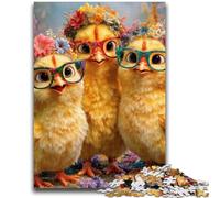 Puzzle 1000 pièces pour Adultes et Adolescents Trois Petits Poulets pour Les 14 Ans et Plus Jeu intellectuel Cadeaux d'anniversaire de Noël 26x38cm
