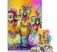 Puzzle 1000 pièces pour Adultes et Adolescents Trois Poules, activités Amusantes à la Maison, Collection d'artistes, Beaux-Arts pour Les 14 Ans et Plus 38x26cm