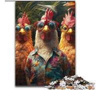 Puzzle 1000 pièces pour Adultes et Adolescents Trois Poulets, Anti-Stress, séjour, Tuer Le Temps, liste de souhaits avec Le Père Noël 50x75cm