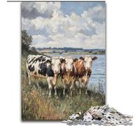 Puzzle 1000 pièces pour Adultes et Adolescents Trois Vaches, activité Amusante pour la Maison, Jouets pour Les Jours de Pluie, Cadeaux d'anniversaire 26x38cm