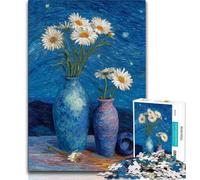 Puzzle 1000 pièces pour Adultes et Adolescents Trois vases avec Marguerites Blanches Anti-Stress défi Difficile Cadeaux du Père Noël Secret 75x50cm
