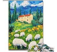 Puzzle 1000 pièces pour Adultes et Adolescents, Troupeau de Moutons, Peinture à l'huile Jouet éducatif et décompressant, idéal comme Cadeau pour Toute la Famille (Taille 26x38cm)