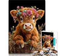 Puzzle 1000 pièces pour Adultes et Adolescents Vache Highland Bébé 1000 pièces pour Adultes, Cadeau d'anniversaire, Cadeaux, décoration Murale pour Les 14 Ans et Plus (Taille 38x26cm)