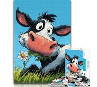 Puzzle 1000 pièces pour Adultes et Adolescents Vaches dans la Prairie, Anti-Stress Staycation Kill Time Wishlist avec Père Noël 38x26cm