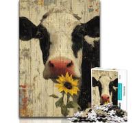 Puzzle 1000 pièces pour Adultes et Adolescents Vaches et tournesols, Aide Le Cerveau à exercer des Jouets addictifs pour cultiver la Patience Décoration Parfaite 38x26cm