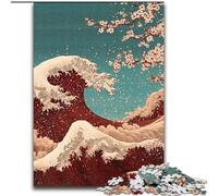 Puzzle 1000 pièces pour Adultes et Adolescents, Vagues de Style Japonais, adapté aux Personnes de 14 Ans et Plus Difficile à réaliser, mais Amusant et Humoristique Superbe Cadeau (Taille 26x38cm)