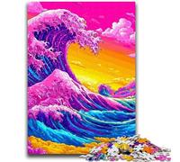 Puzzle 1000 pièces pour Adultes et Adolescents, Vagues de Style Japonais, Jeu Stimulant et Jeu en Famille, Cadeaux du Père Noël Secret 26x38cm