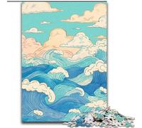 Puzzle 1000 pièces pour Adultes et Adolescents, Vagues de Style Japonais, Jeux éducatifs, décoration d'intérieur, idéal comme Cadeau pour Toute la Famille (Taille 26x38cm)