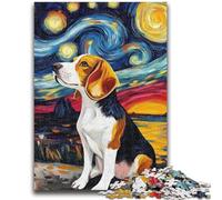 Puzzle 1000 pièces pour Adultes et Adolescents Van Gogh Ciel Nocturne Beagle pour Les 14 Ans et Plus Jeu intellectuel Cadeaux d'anniversaire de Noël 26x38cm