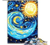 Puzzle 1000 pièces pour Adultes et Adolescents Van Gogh Ciel Nocturne Difficile à compléter mais Amusant et Humoristique avec Affiche Assortie et Feuille de Questions-réponses 26x38cm