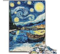 Puzzle 1000 pièces pour Adultes et Adolescents Van Gogh Ciel Nocturne Difficile à compléter mais Amusant et Humoristique avec Affiche Assortie et Feuille de Questions-réponses 50x75cm